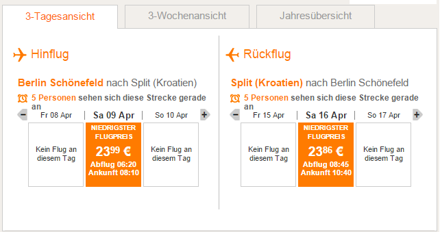 Split Flüge mit easyjet für Solourlaub im April 2016