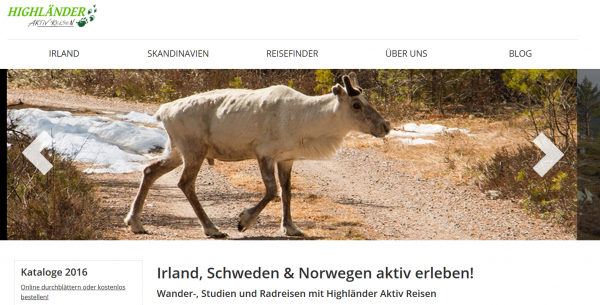 Highländer Reisen Singlereisen Webseite Screenshot