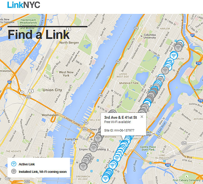 linknyc, new york kostenloses Wlan, wifi