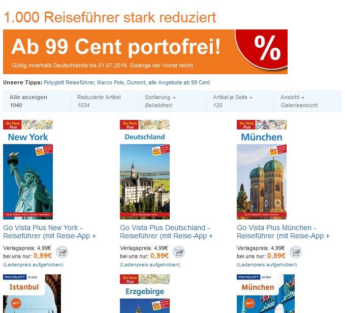 Reiseführer ab 0,99€ bei Terrashop.de