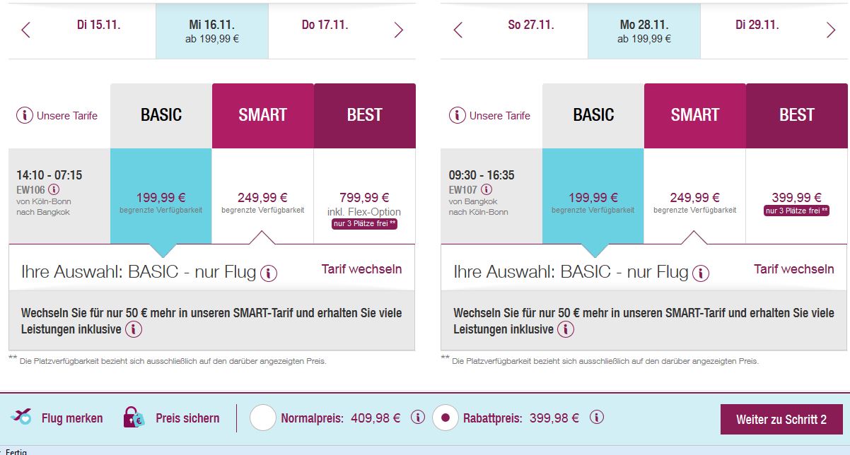 Flüge nach Bangkok mit Eurowings, 2017, Singlereisen