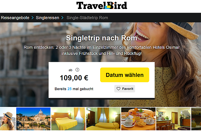 Singleurlaub, Singletrip nach Rom, mit Flügen