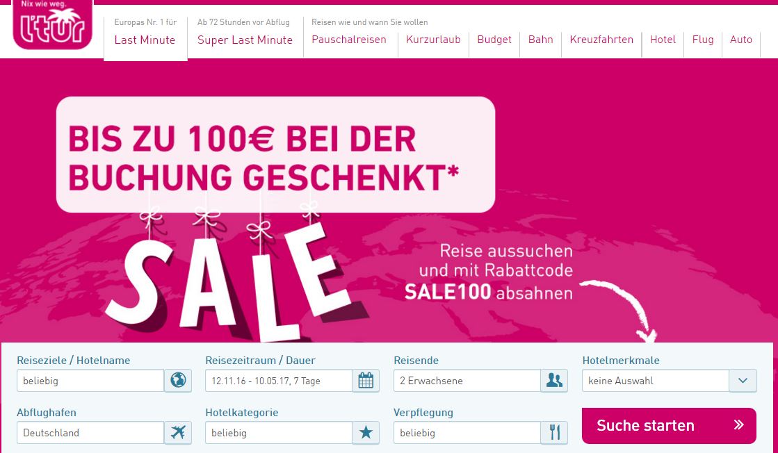 ltur pink friday, last minute, sparen, singleurlaub