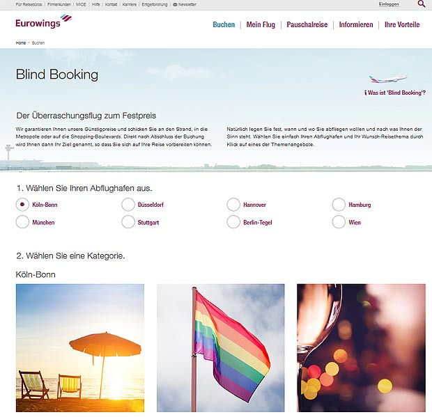 Blind Booking bei Eurowings 