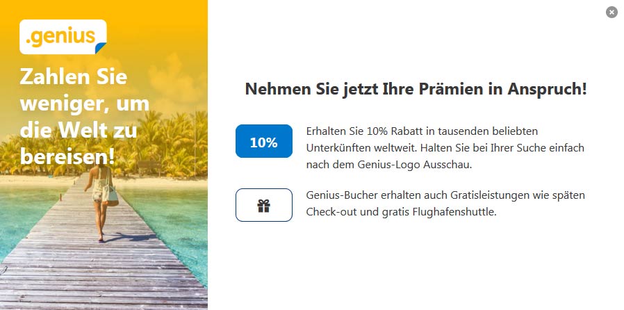 Was ist das das booking.com Genius Programm (Screenshot: booking.com), solo-urlaub.de