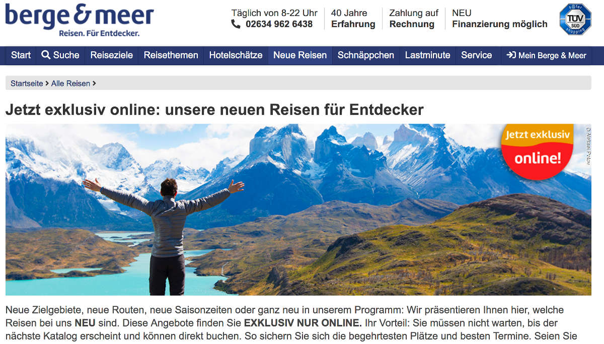 neue reisen bei berge & meer